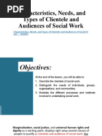 L4 Clientele and Audiences in SW - Characteristics and Needs