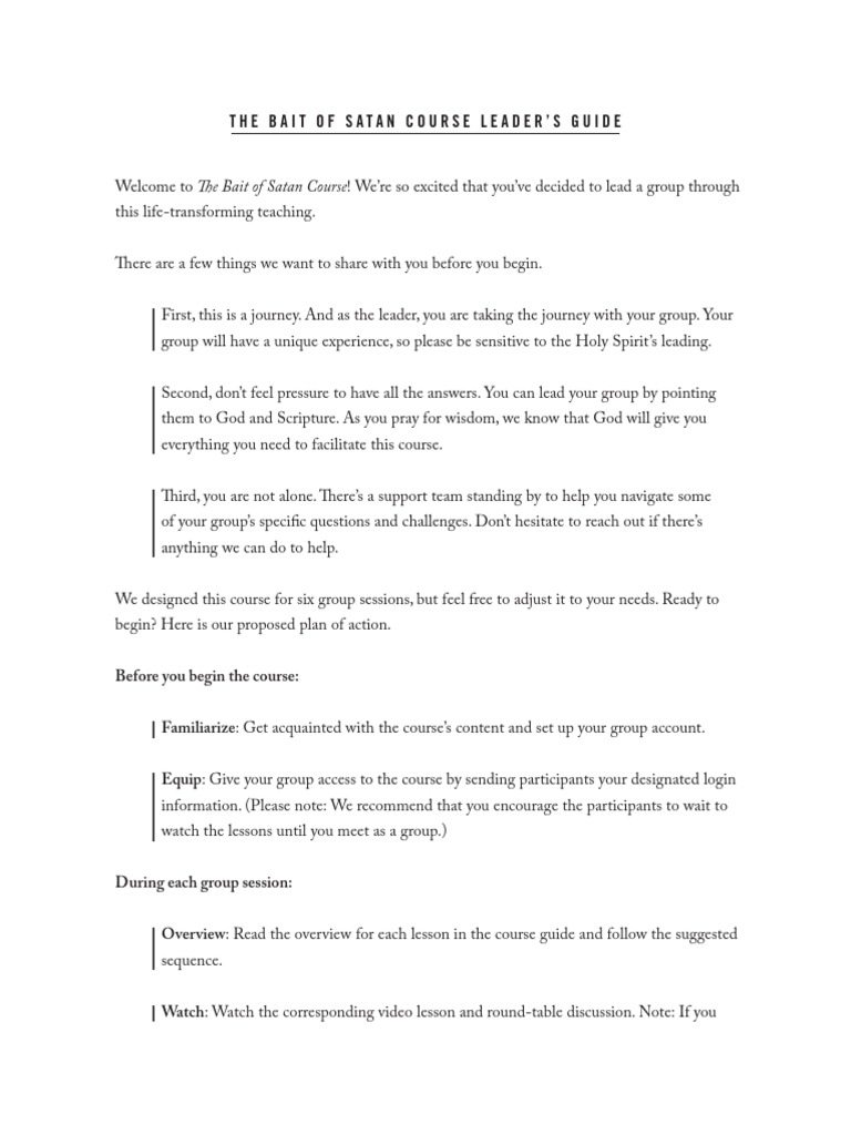 The Bait of Satan Leader's Guide PDF