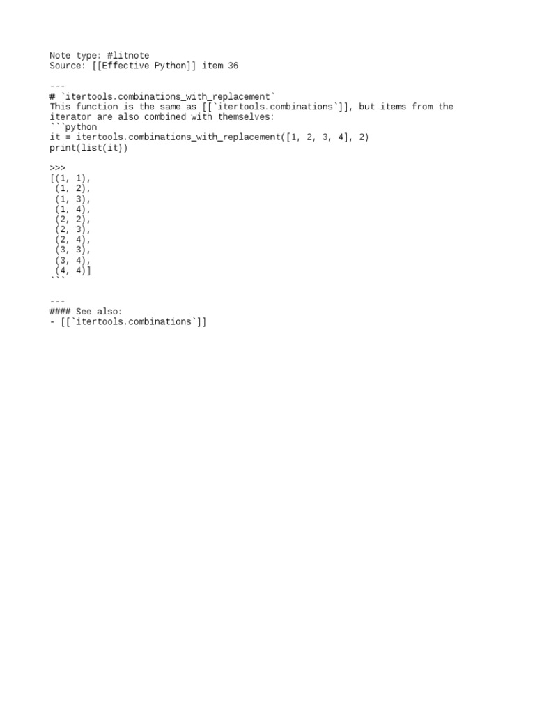Itertools Combinations With Replacement PDF