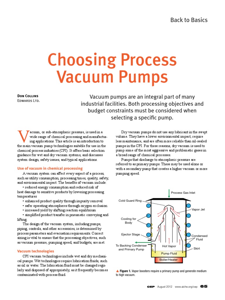 Vacuum Pump Technologies in CPI | PDF | Pump | Vacuum