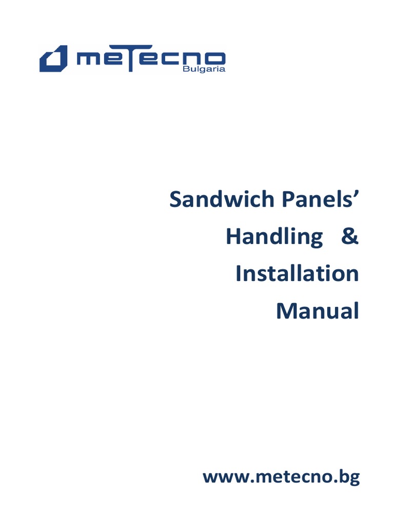 Sandwich Panels' Handling & Installation Manual: WWW - Metecno.bg | PDF ...