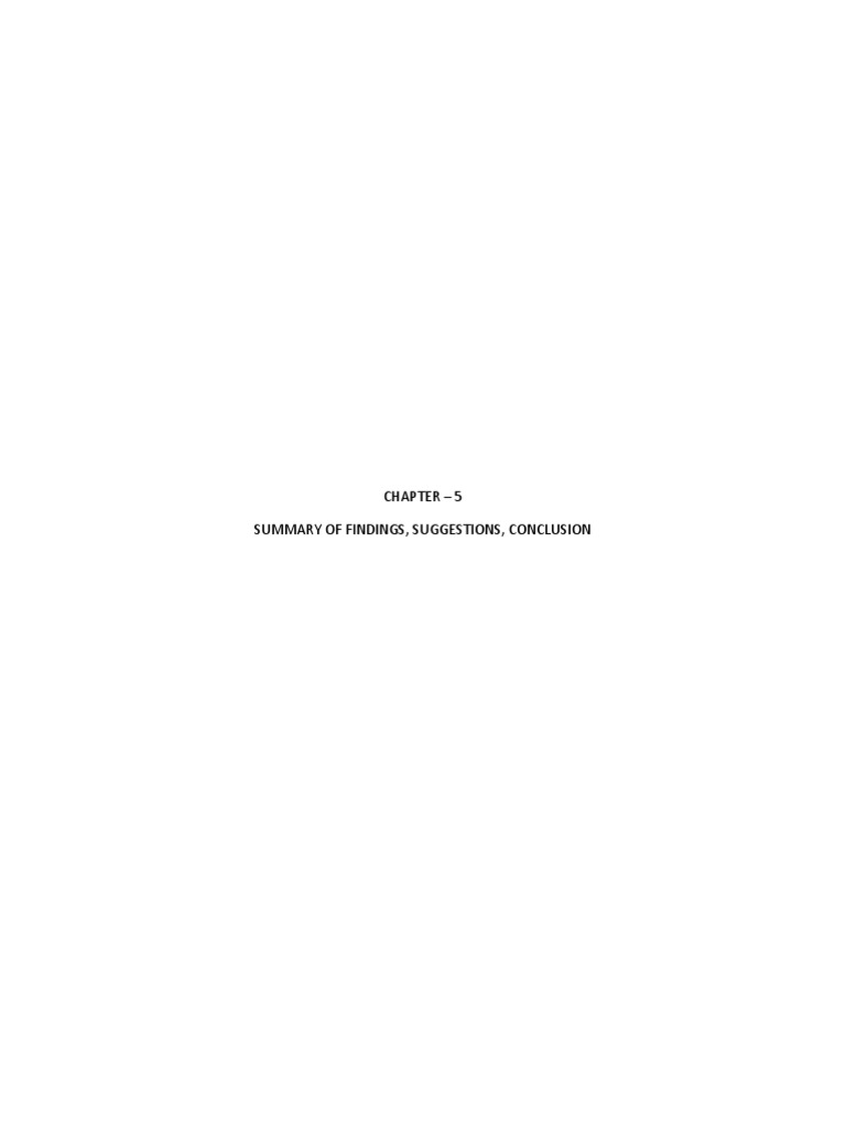 Chapter - 5 Summary of Findings, Suggestions, Conclusion | PDF | Business