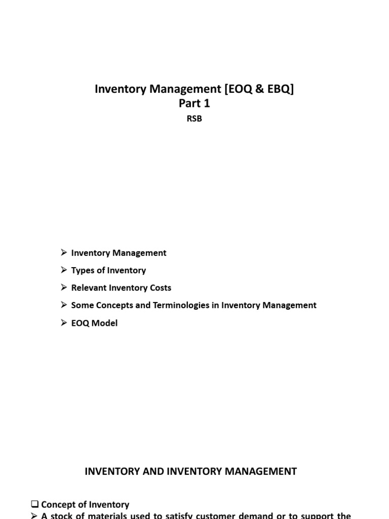 EOQ Model and Cycle Inventory Analysis | PDF | Inventory | Business Process