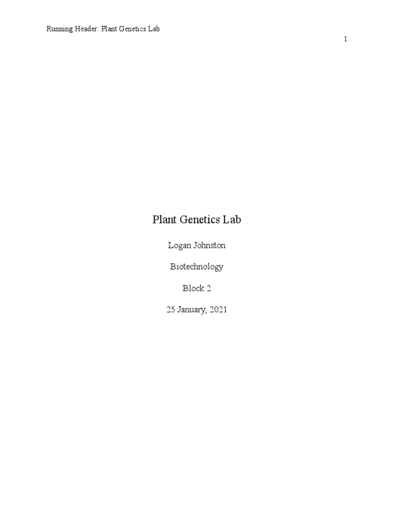 Plant Lab Write Up PDF Dominance Allele