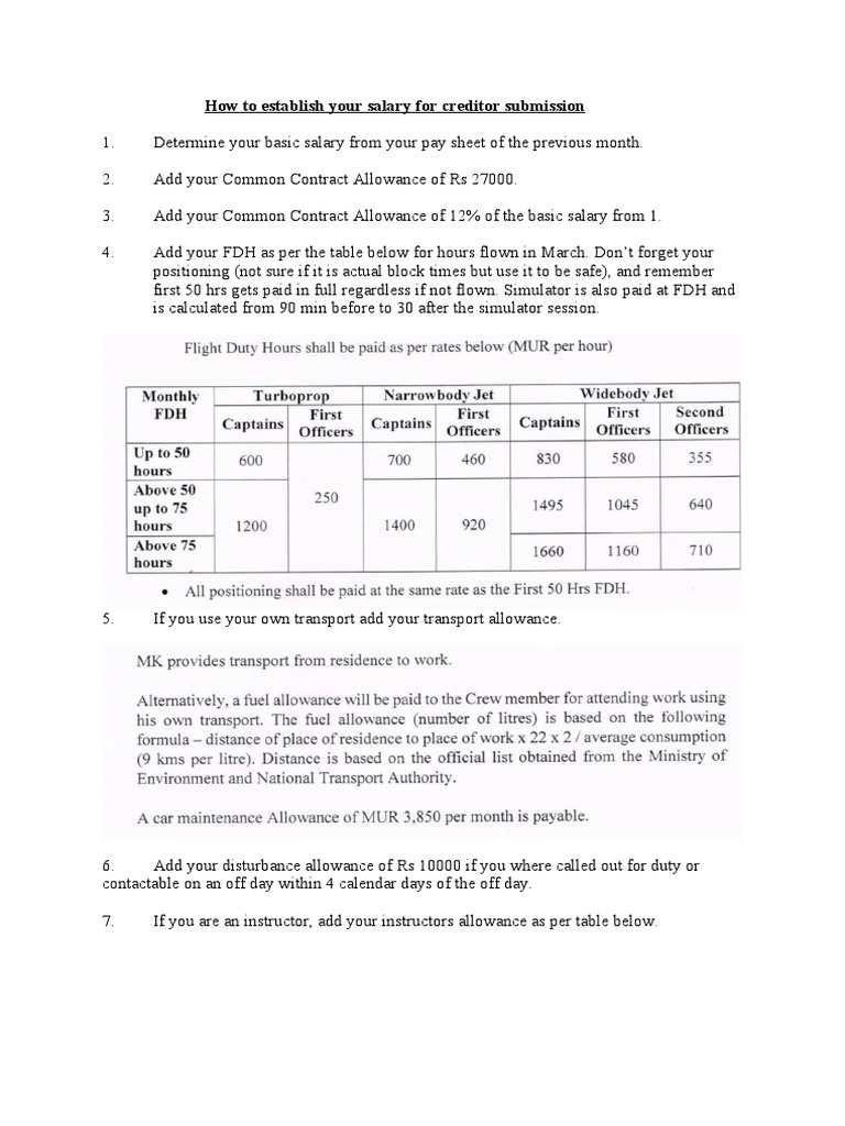 How To Establish Your Salary For Creditor Submission | PDF