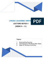 Lpe2501 Academic Writing: Lecture Notes 4 (Week 9 - 11)