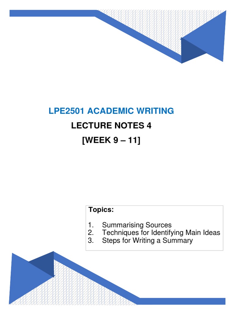 Academic Summary Writing Techniques | PDF | Employment | Bottled Water