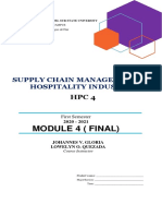 Module 4 (Final) : Supply Chain Management in Hospitality Industry