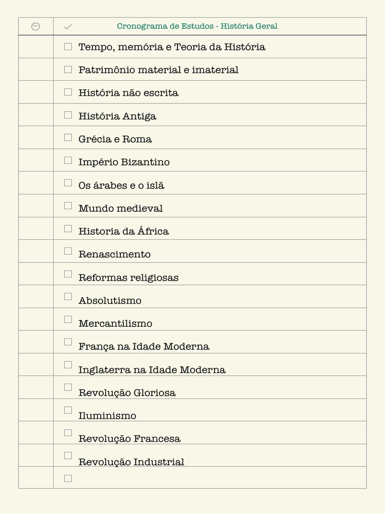 Cronograma História Geral | PDF