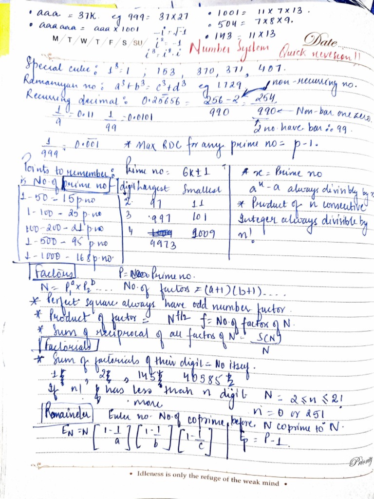 Number System Notes | PDF