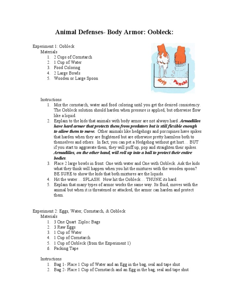 Animal Defenses-Body Armor: Oobleck | Download Free PDF | Water