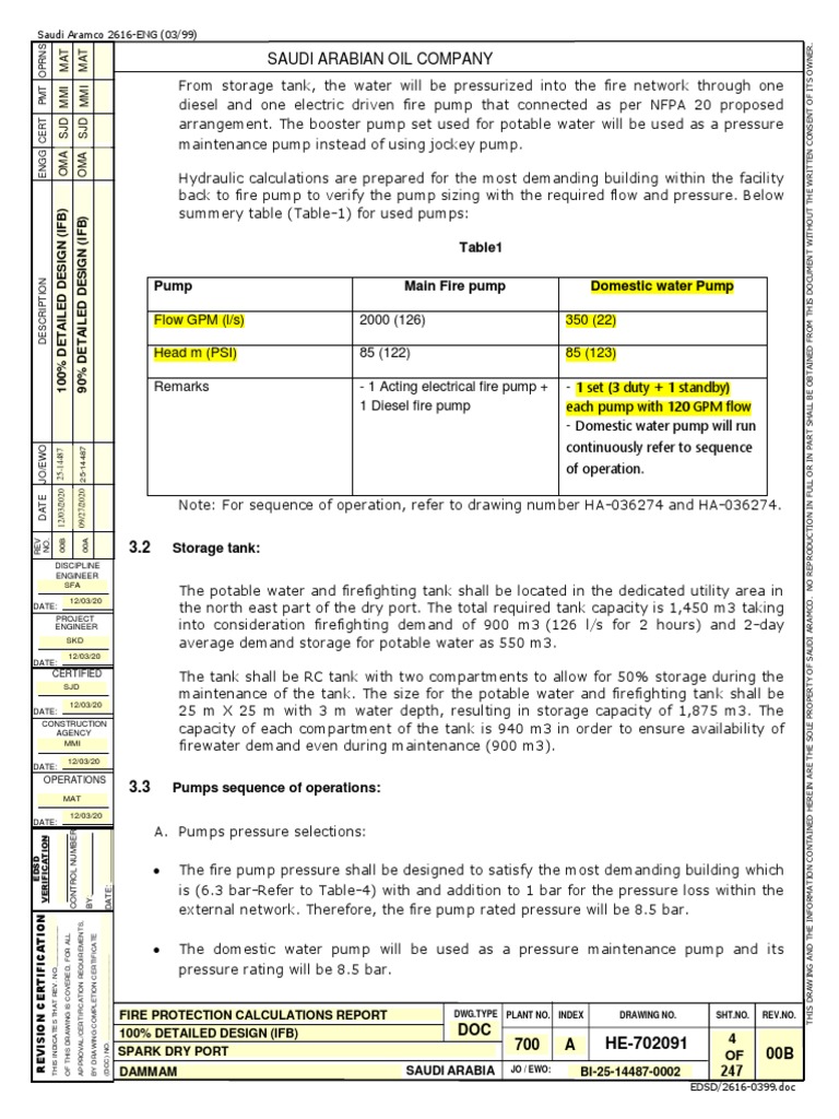 Fire Protection System Design Report | PDF | Pump | Mechanical Engineering
