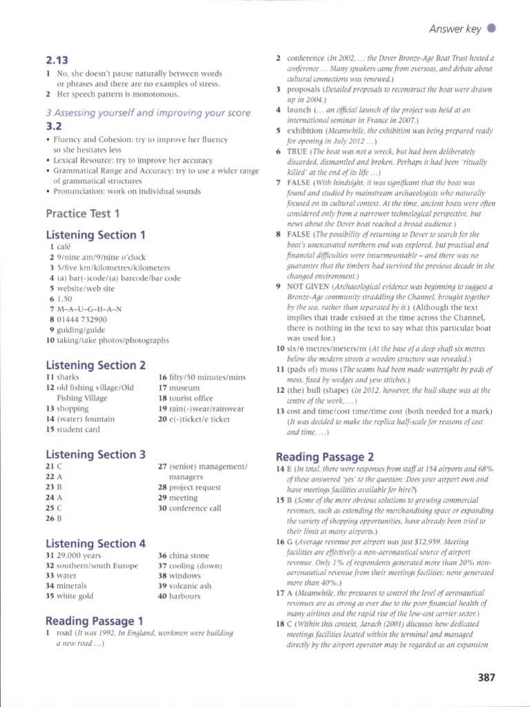 Listening Test 1 Answers