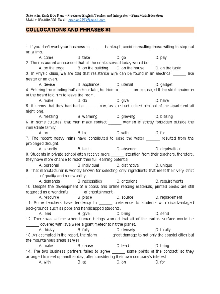 Collocations and Phrases #1 | PDF