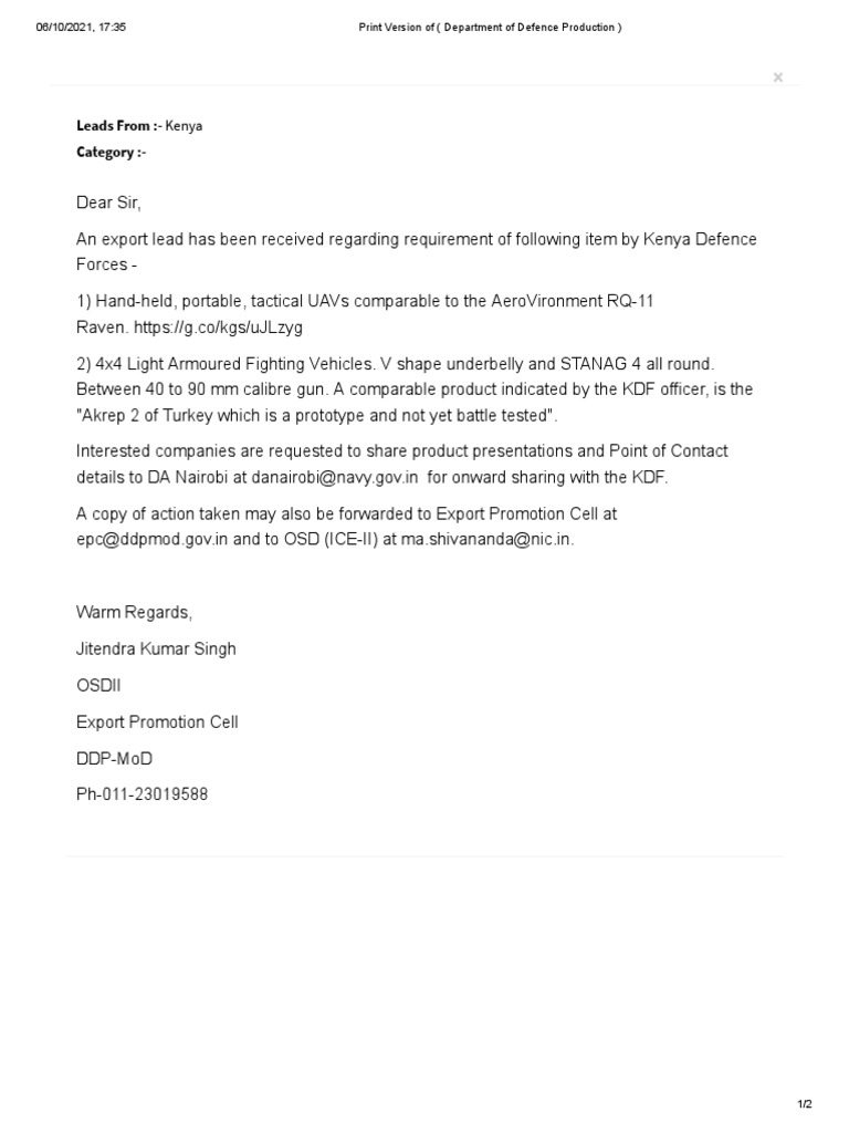 Kenya Defence Forces Equipment Request | PDF | Computers | Technology ...