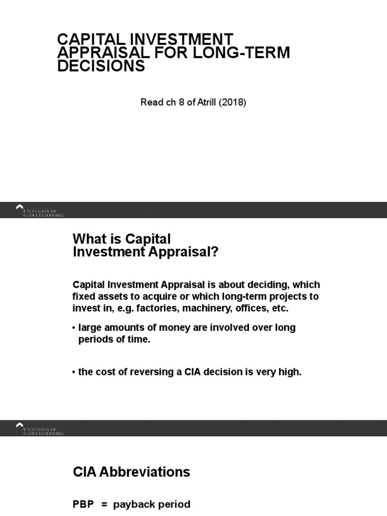 Capital Investment Appraisal Methods | PDF | Net Present Value ...