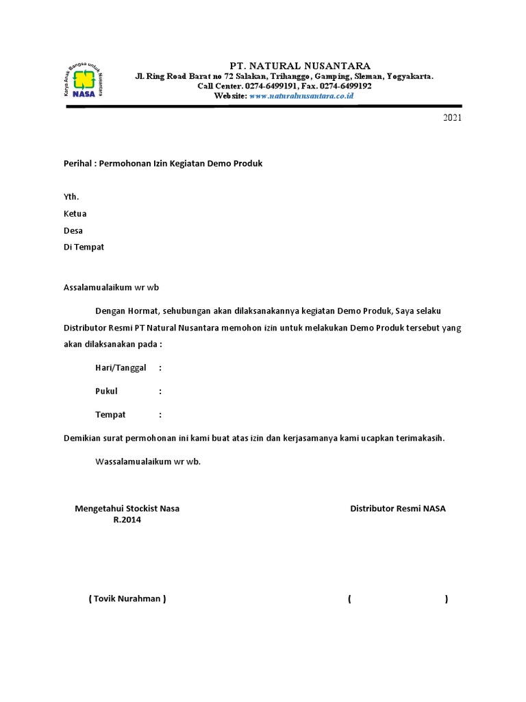 Surat Izin | PDF | Karier & Perkembangan | Bisnis