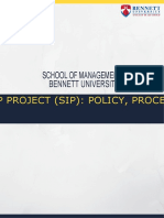 School of Management Bennett University: Summer Internship Project (Sip) : Policy, Process and Guidelines