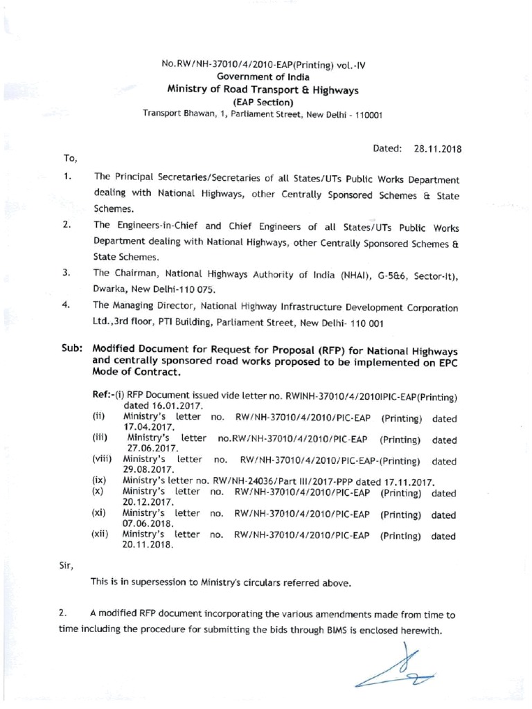 RFP for Road/Bridge EPC Project | PDF | Request For Proposal | Legal ...