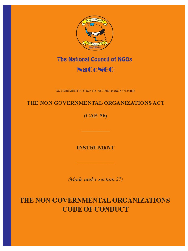 NaCoNGO Code of Conduct Overview | PDF | Non Governmental Organization ...