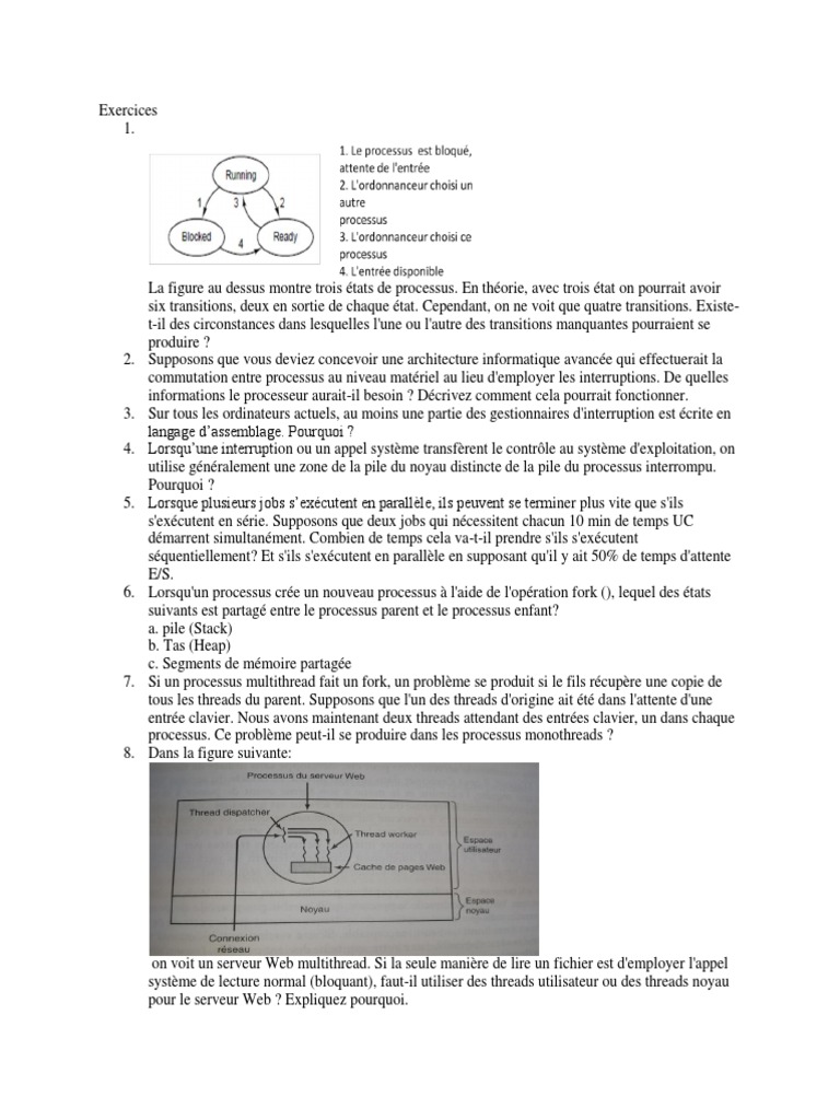 Processus et Gestion des Threads | PDF | Thread (informatique ...