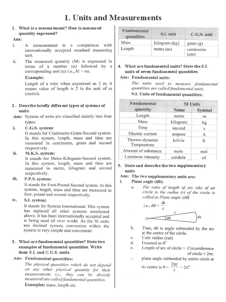 Units, Measurements, and Errors Guide | PDF