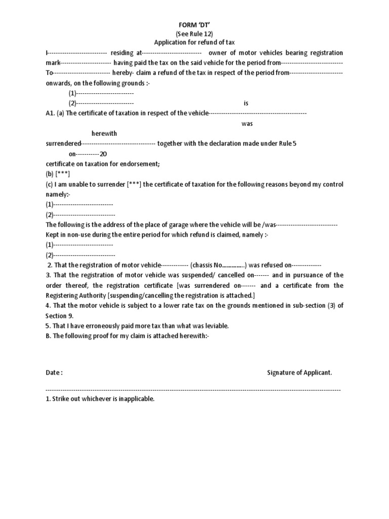 Tax Refund Application Form DT | PDF | Computers | Technology & Engineering