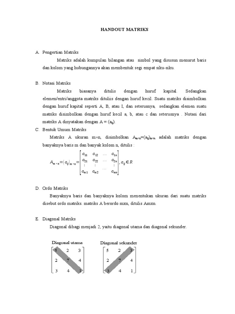 Panduan Lengkap tentang Matriks dan Operasinya | PDF