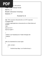 Aim: Write A Program To Demonstrate The Use of AWT Components. X. Program Code