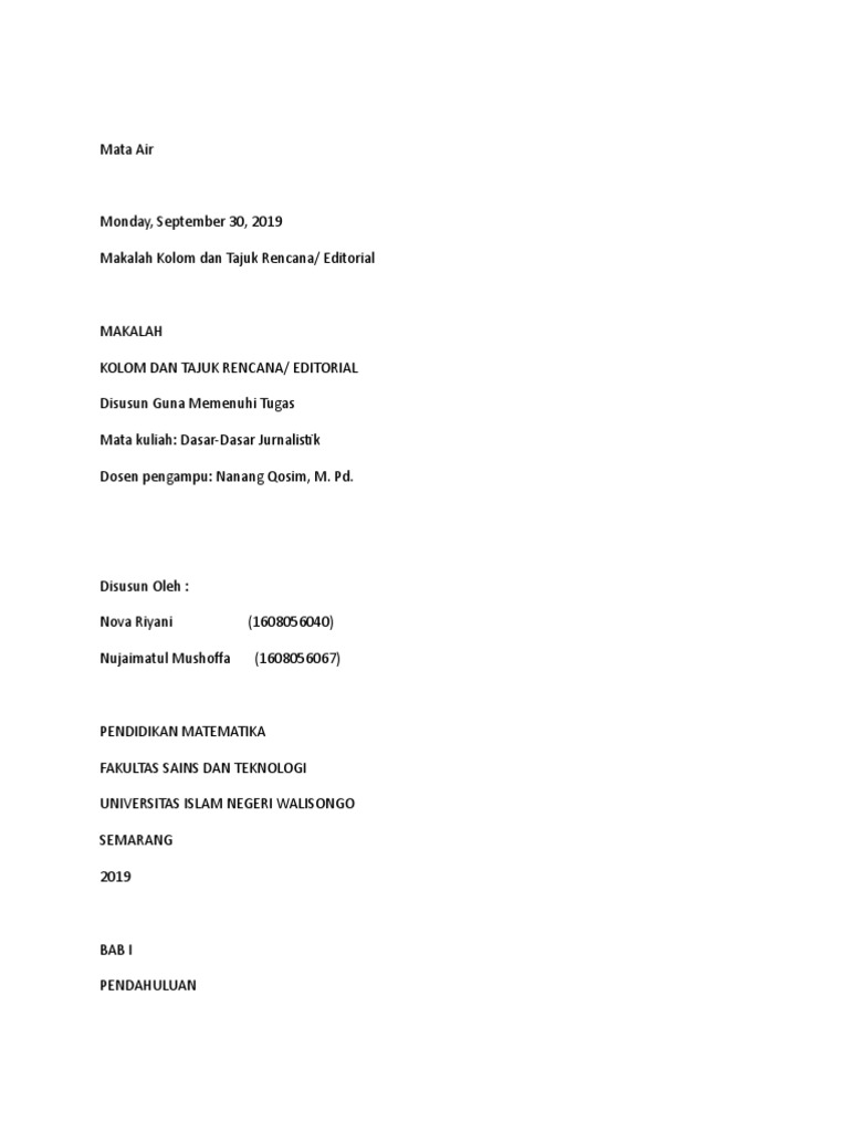 Menulis Kolom dan Tajuk Rencana | PDF