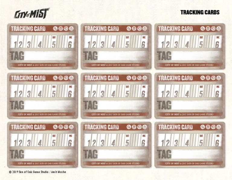 City of Mist Tracking Cards PDF | PDF