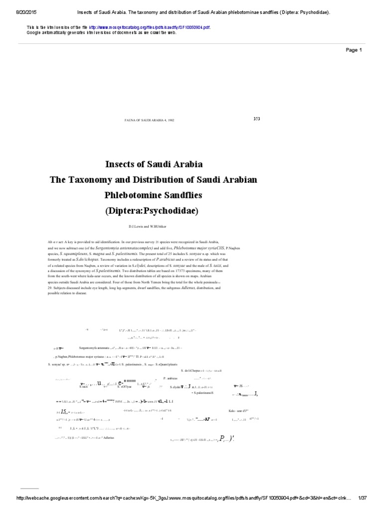 Taxonomy of Sandflies in Saudi Arabia | PDF | Vertebral Column | Tooth