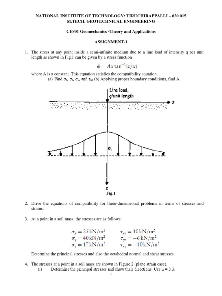 Geotechnical Engineering Assignment 1 | PDF | Stress (Mechanics ...