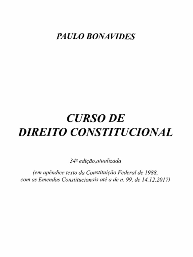 Bonavides Curso Direito Constitucional | PDF | Constituição | Emenda ...
