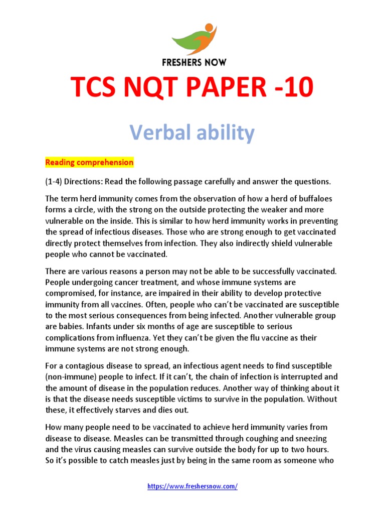 Tcs Nqt Paper 9 Pdf Measles Infection