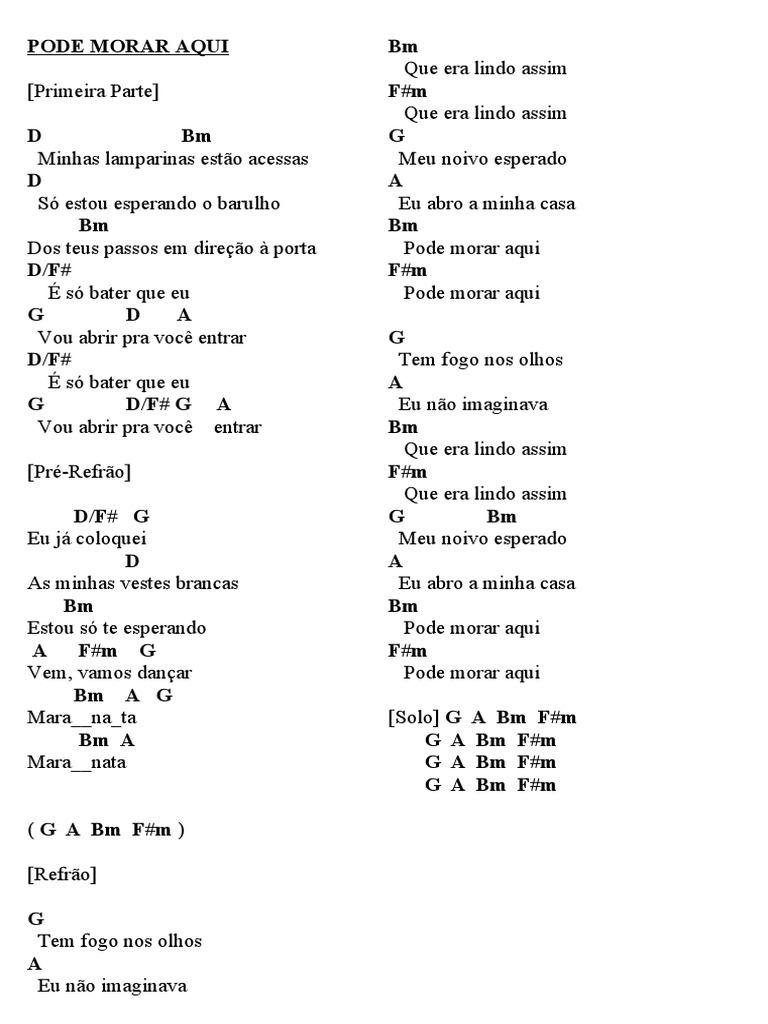 Pode Morar Aqui Cifra PDF