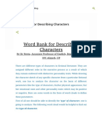 Word Bank For Describing Characters