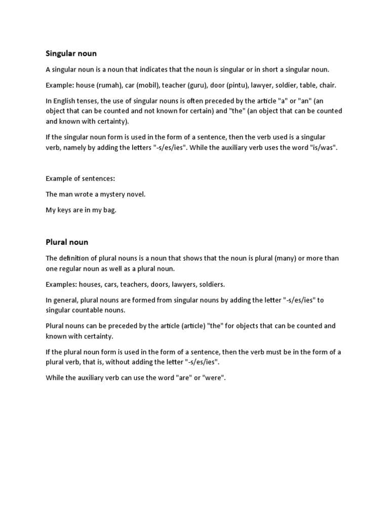 Singular and Plural Noun Guide | PDF | Grammatical Number | Plural