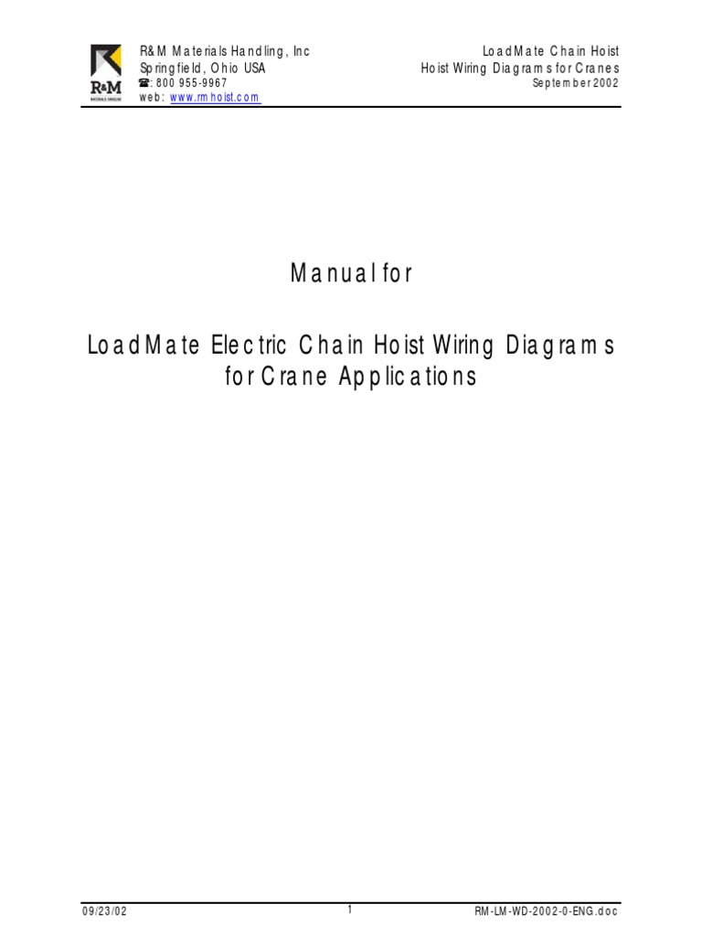 LoadMate Electric Hoist Wiring Guide | PDF | Electrical Connector ...