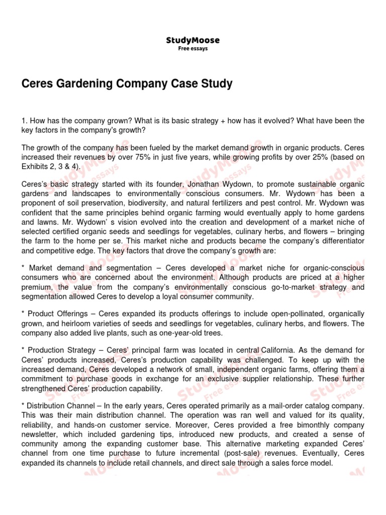 ceres gardening company case study pdf