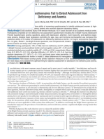 Risk-Based Questionnaires Fail To Detect Adolescent Iron Deficiency and Anemia