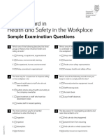 Level 3 Award in Health and Safety in The Workplace: Sample Examination Questions