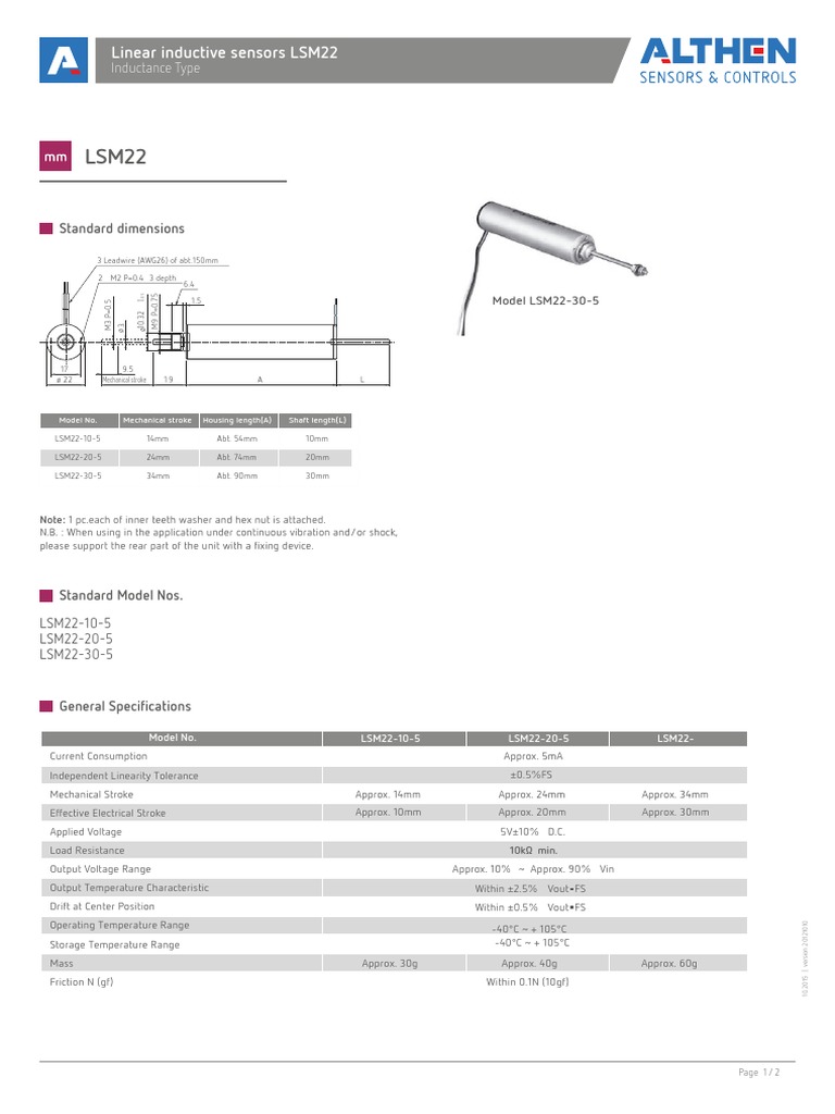 Linear Inductive Sensors LSM22: Inductance Type | PDF | Metrology ...