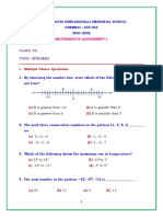 Class: Vii Topic: Integers: Mathematics Assignment-1