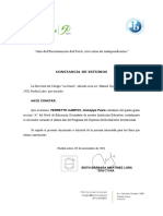 Constancia de estudios de Giuseppe Paolo Ferretto Campos en el bicentenario del Perú