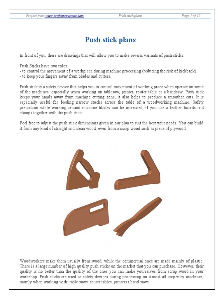 Push Stick Plan PDF Woodworking Industrial Processes