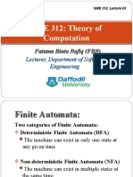 SWE 312: Theory of Computation: Fatama Binta Rafiq (FBR)