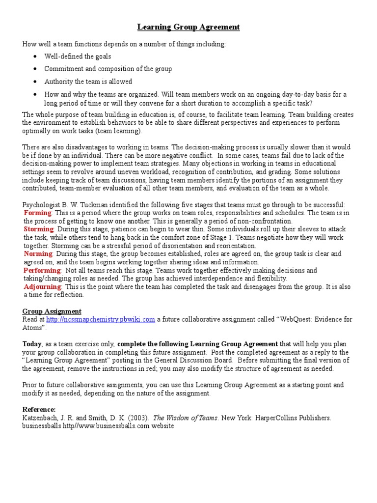 Learning Group Agreement Template | PDF | Goal | Decision Making