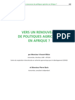 Vers Un Renouveau de Politiques Agricoles en Afrique