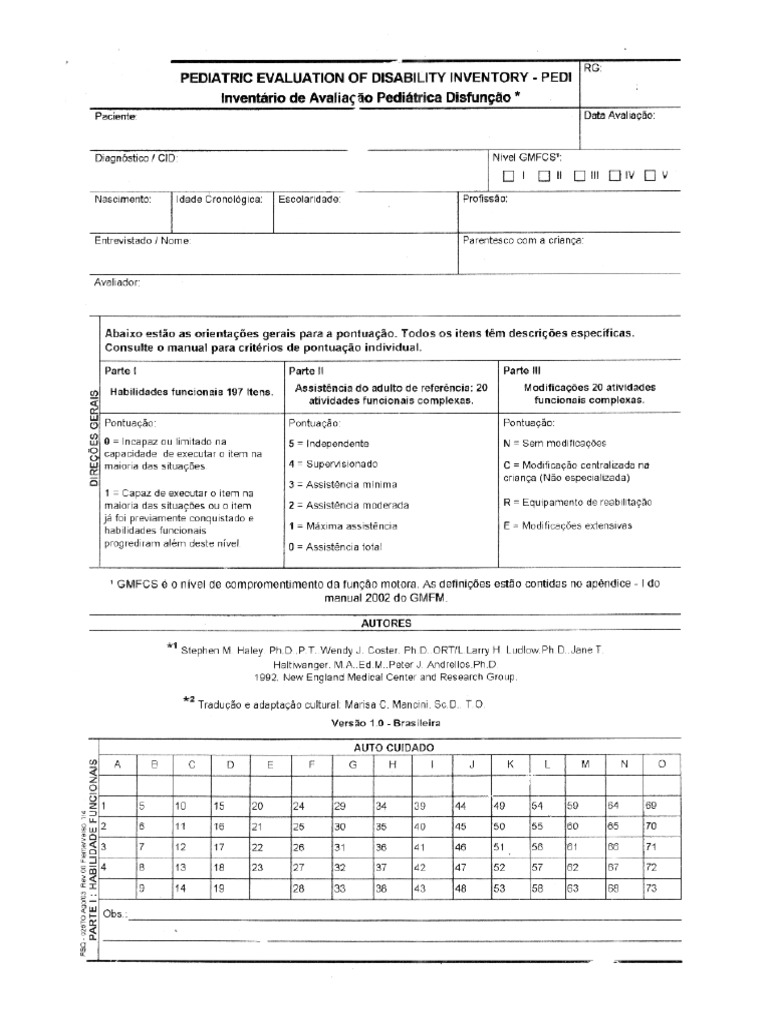 Formulário PEDI | PDF